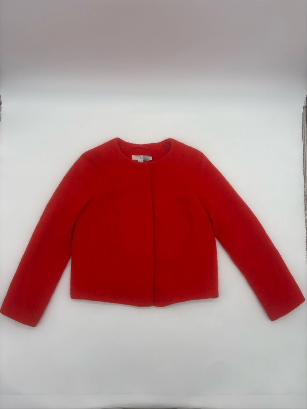 Boden Red Orange Wool Blend Collarless Jacket